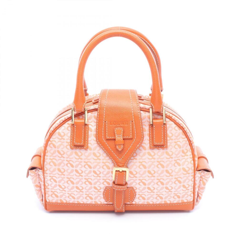 Loewe Anagram Bowling Bag Handbag Canvas Leather Orange